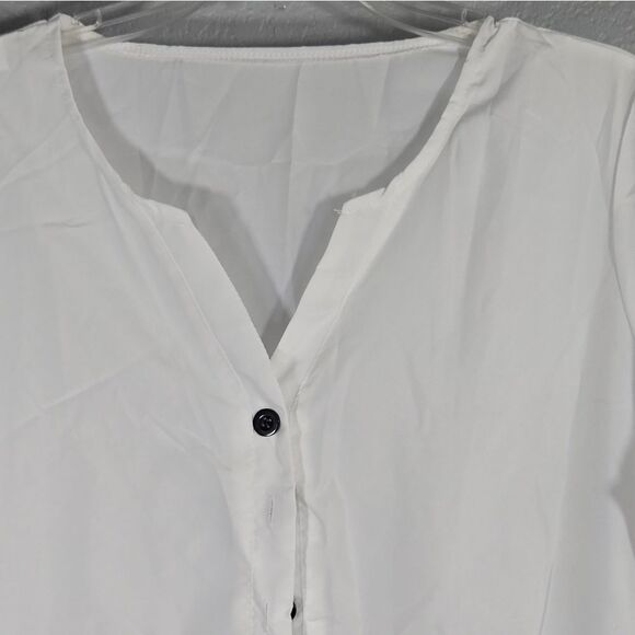 Women's Classic White Slip Dress Short Dolman Sleeve Casual Midi V-Neck Costume - Picture 2 of 5